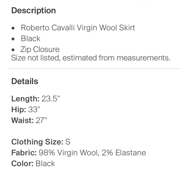 Roberto Cavalli Black Wool Stretch Blend CREPE PENCIL SKIRT Size 44 = 8 (Med) - Picture 8 of 9